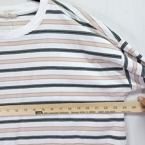 Madewell Easy Crewneck Long-Sleeve Tee Size Medium Stripe Pale Blush - Picture 9 of 12